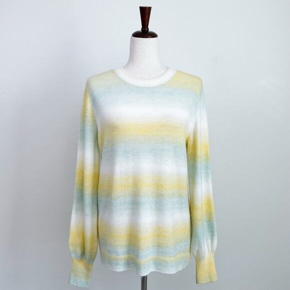 Ann Taylor LOFT Yellow Ombre Knit Crewneck Sweater - Picture 1 of 7